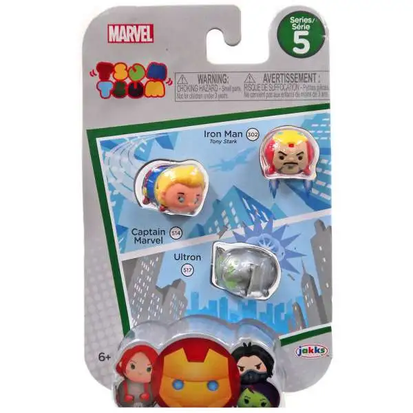 Tsum Tsum Series 5 Iron Man, Captain Marvel & Ultron 1-Inch Minifigure 3-Pack #302, 514 & 517