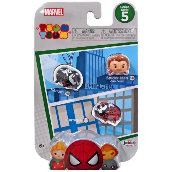 Marvel Tsum Tsum Series 5 Spider-Man, Venom & Carnage 1-Inch Minifigure 3-Pack #347, 265 & 526