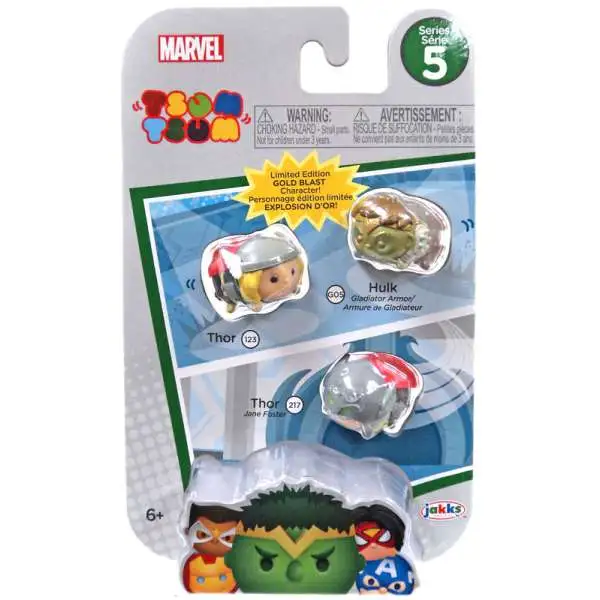 Marvel Tsum Tsum Series 5 Thor, Hulk & Thor (Jane Foster) 1-Inch Minifigure 3-Pack