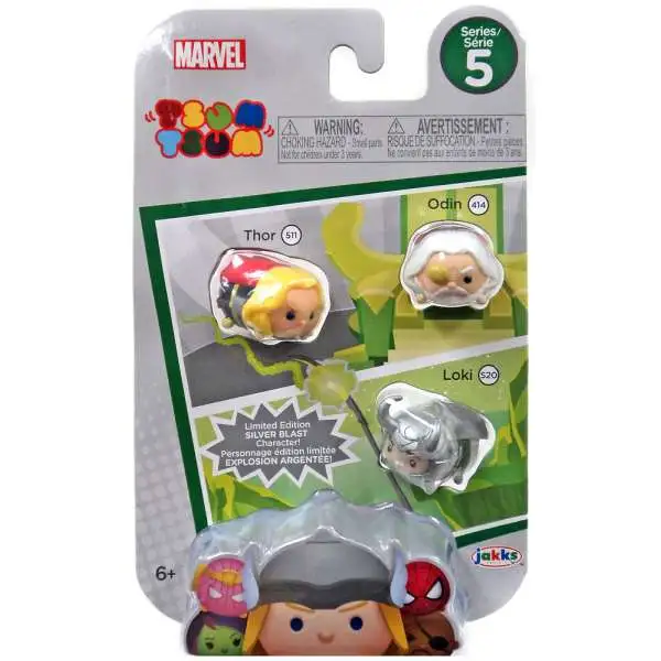 Marvel Tsum Tsum Series 5 Thor, Odin & Loki (Silver Blast) 1-Inch Minifigure 3-Pack #511, 414 & 220