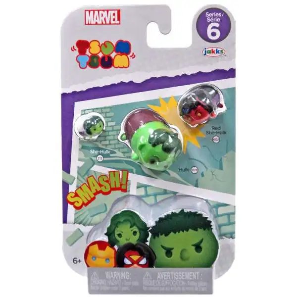 Marvel Tsum Tsum Series 6 She-Hulk, Hulk & Red She-Hulk 1-Inch Minifigure 3-Pack #213, 209 & 602