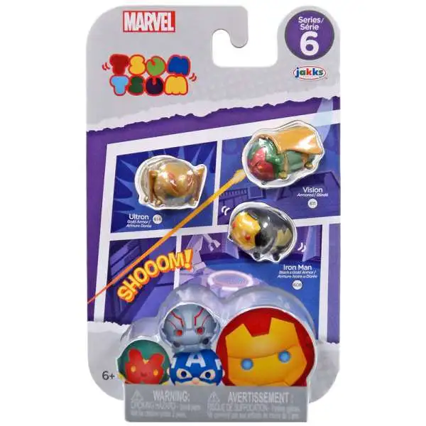 Marvel Tsum Tsum Series 6 Iron Man, Ultron & Vision 1-Inch Minifigure 3-Pack #614, 608 & 611