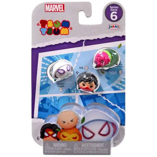 Marvel Tsum Tsum Series 6 Spider-Gwen, Silk & Vulture 1-Inch Minifigure 3-Pack #271, 432 & 626