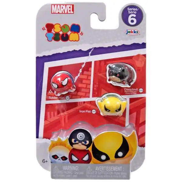 Marvel Tsum Tsum Series 6 Spider-Man, Iron Fist & Daredevil 1-Inch Minifigure 3-Pack #147, 247 & 629