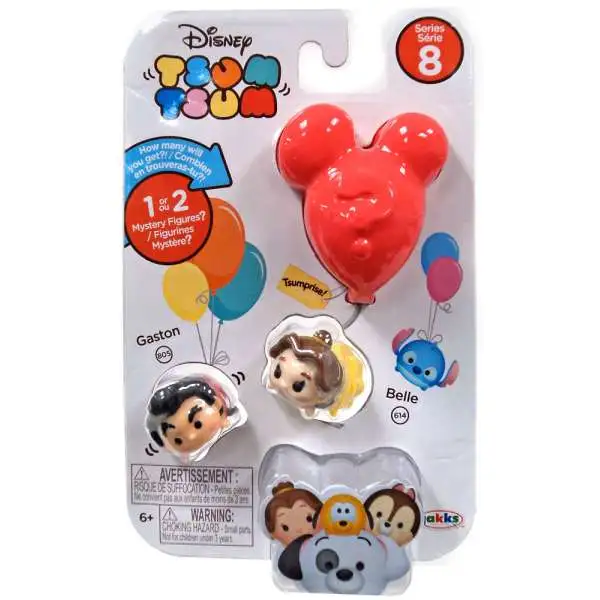 Disney Tsum Tsum Series 8 Gaston & Belle 1-Inch Minifigure 3-Pack #805 & 614