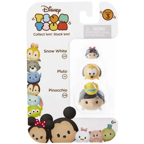 Disney Tsum Tsum Series 3 Snow White, Pluto & Pinocchio Minifigure 3-Pack #201, 111 & 306