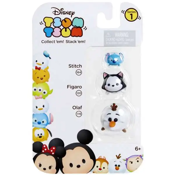 Disney Tsum Tsum Stitch, Figaro & Olaf Minifigure 3-Pack #164, 120 & 178