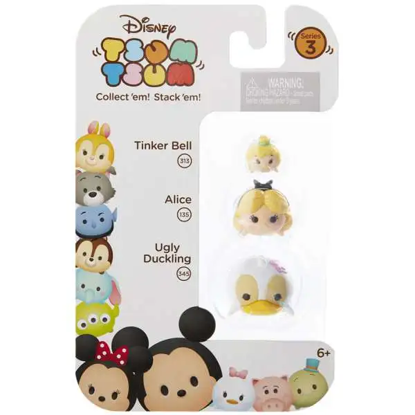 Disney Tsum Tsum Series 3 Tinker Bell, Alice & Ugly Duckling Minifigure 3-Pack #313, 135 & 345