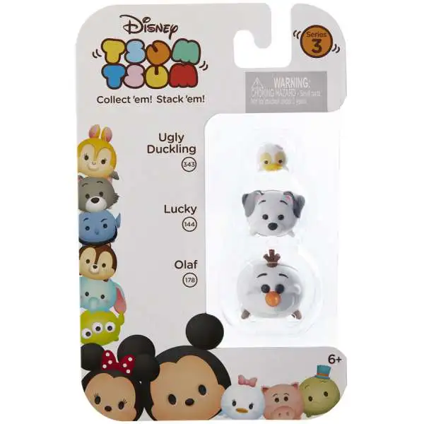 Disney Tsum Tsum Series 3 Ugly Duckling, Lucky & Olaf Minifigure 3-Pack #343, 144 & 178