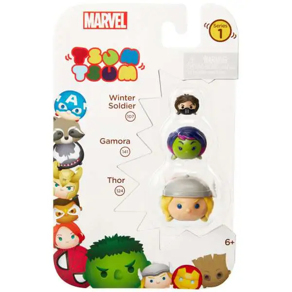 Marvel Tsum Tsum Winter Soldier, Gamora & Thor 1-Inch Minifigure 3-Pack #107, 141 & 124