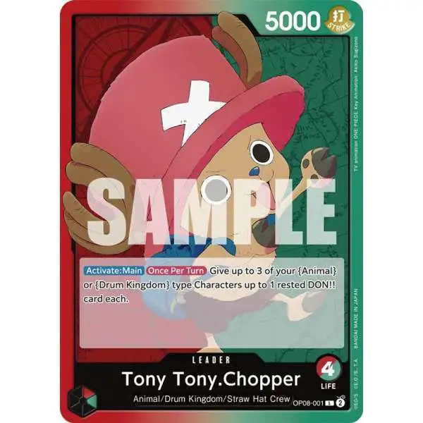 One Piece Trading Card Game Two Legends Leader Tony Tony.Chopper OP08-001