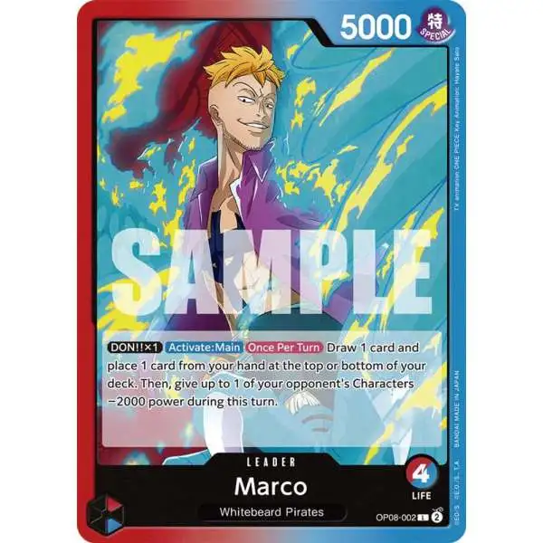 One Piece Trading Card Game Two Legends Leader Marco OP08-002