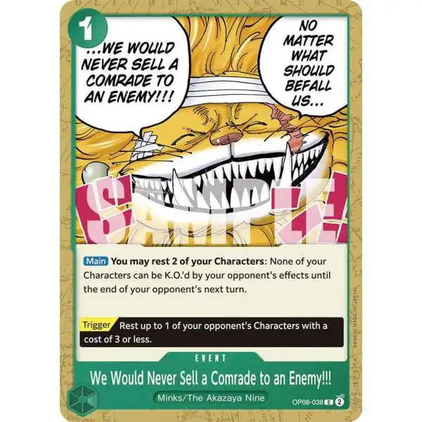 One Piece Trading Card Game Two Legends Common We Would Never Sell a Comrade to an Enemy!!! OP08-038
