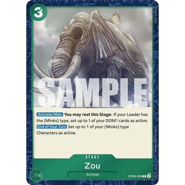One Piece Trading Card Game Two Legends Rare Zou OP08-039
