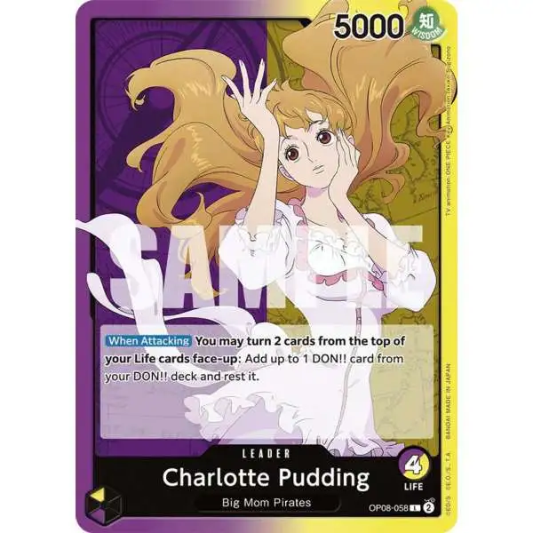One Piece Trading Card Game Two Legends Leader Charlotte Pudding OP08-058
