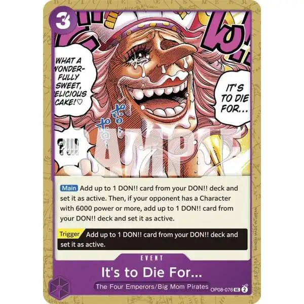 One Piece Trading Card Game Two Legends Uncommon It's to Die For OP08-076