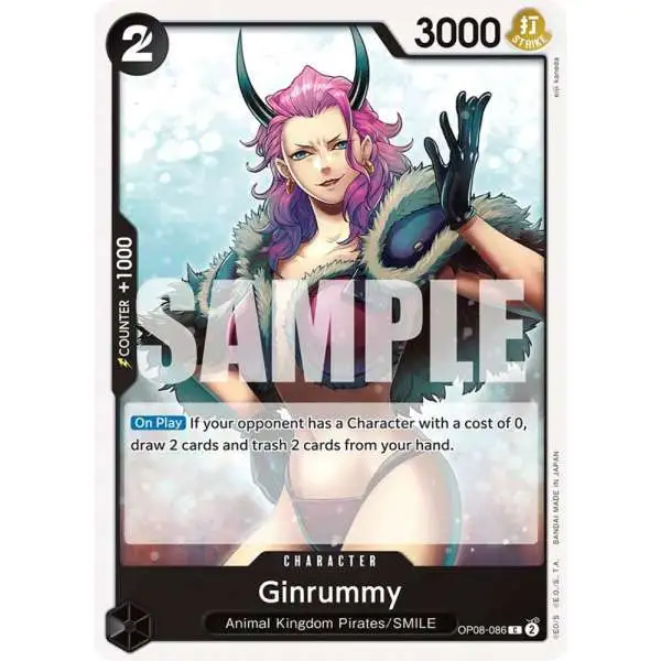 One Piece Trading Card Game Two Legends Common Ginrummy OP08-086