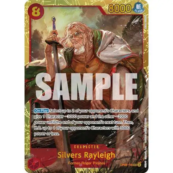 One Piece Trading Card Game Two Legends Secret Rare Silvers Rayleigh OP08-118