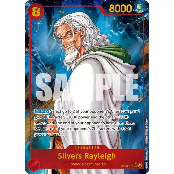 One Piece Trading Card Game Two Legends Secret Rare Silvers Rayleigh OP08-118 [Parallel]