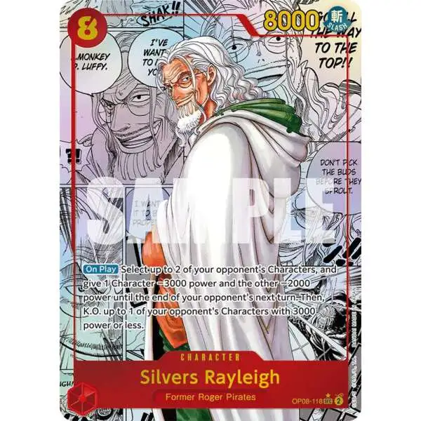 One Piece Trading Card Game Two Legends Secret Rare Silvers Rayleigh OP08-118 [Parallel Manga]