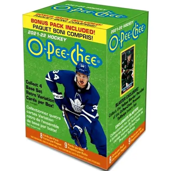 NHL Upper Deck 2021-22 O-Pee-Chee Hockey Trading Card BLASTER Box [8 Packs + 1 Bonus Pack]