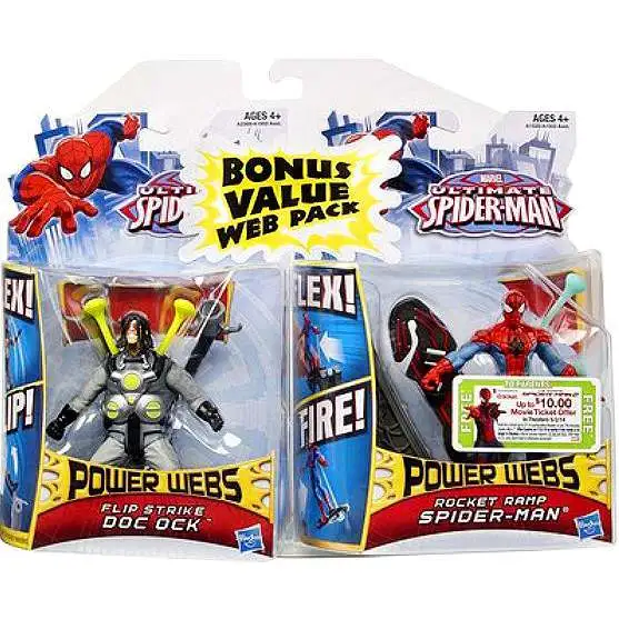 Marvel Ultimate Spider-Man Power Webs Flip Strike Doc Ock & Rocket Ramp Spider Man Exclusive Action Figure 2-Pack