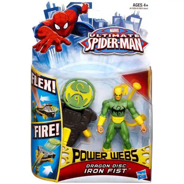 Marvel Ultimate Spider-Man Power Webs Dragon Disc Iron Fist Action Figure