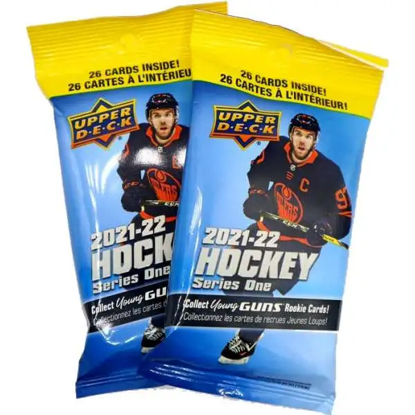 NHL Upper Deck 2021-22 Series One Hockey LOT of 2 Trading Card VALUE Packs [26 Cards Per Pack]