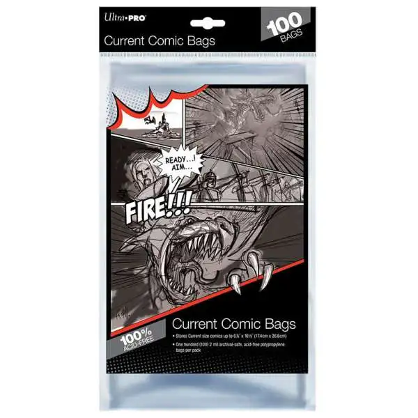Ultra Pro Comic Supplies Current Size 6-7/8" X 10-1/2" Comic Bags [100 Pack]