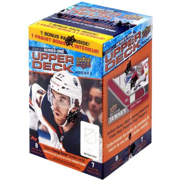 NHL Upper Deck 2020-21 Series 1 Hockey Trading Card BLASTER Box [6 Packs + 1 Bonus Pack]