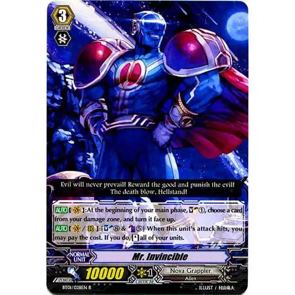 Cardfight Vanguard Descent of the King of Knights Rare Mr. Invincible BT01-028