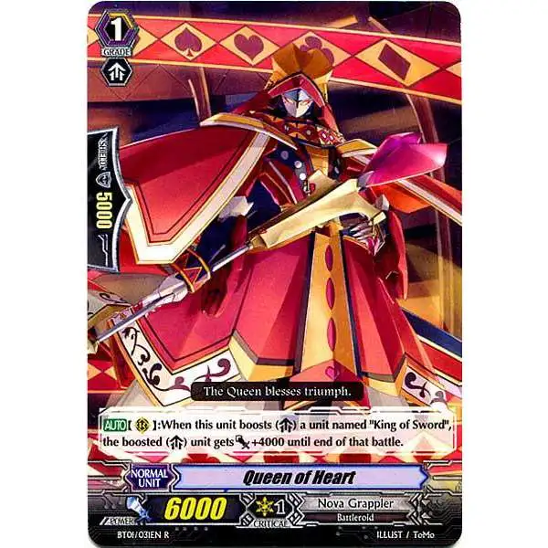 Cardfight Vanguard Descent of the King of Knights Rare Queen of Heart BT01-031