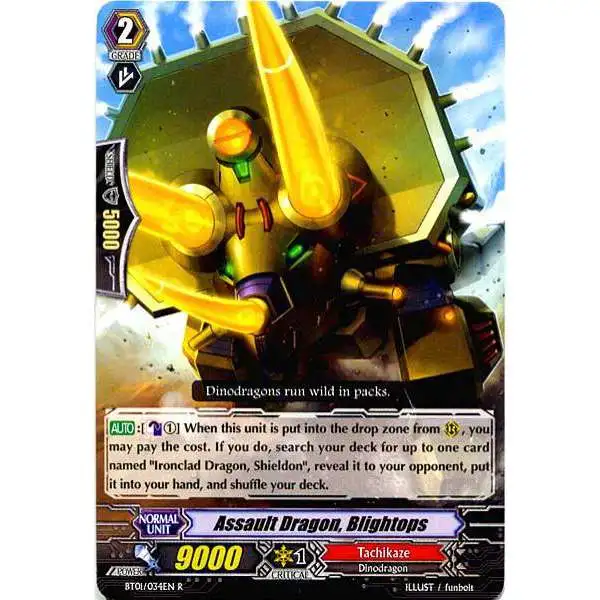 Cardfight Vanguard Descent of the King of Knights Rare Assault Dragon, Blightops BT01-034