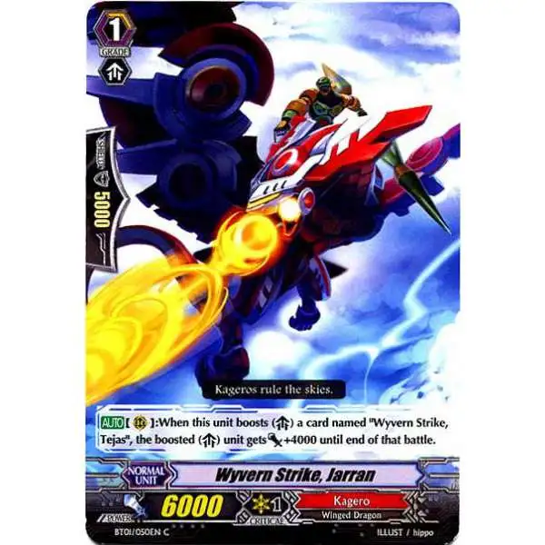 Cardfight Vanguard Descent of the King of Knights Common Wyvern Strike, Jarran BT01-050