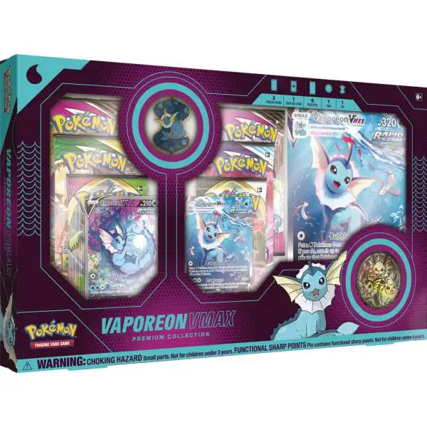 Pokemon Trading Card Game Eevee Evolutions Vaporeon VMAX Premium Collection [6 Booster Packs, Promo Card, Oversized Card, Pin & More]