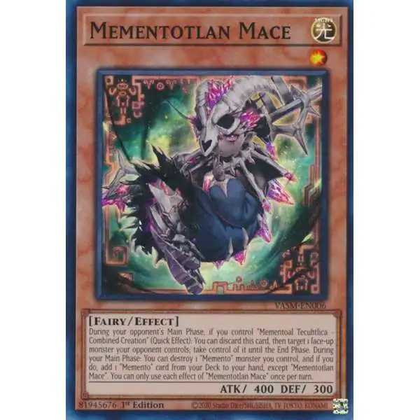 YuGiOh Trading Card Game Valiant Smashers Super Rare Mementotlan Mace VASM-EN006