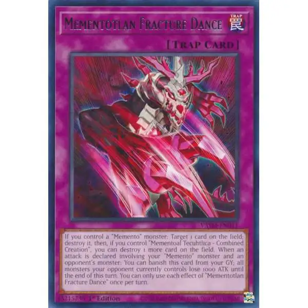 YuGiOh Trading Card Game Valiant Smashers Rare Mementotlan Fracture Dance VASM-EN011