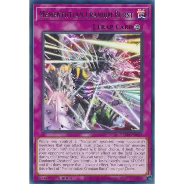 YuGiOh Trading Card Game Valiant Smashers Rare Mementotlan Cranium Burst VASM-EN012