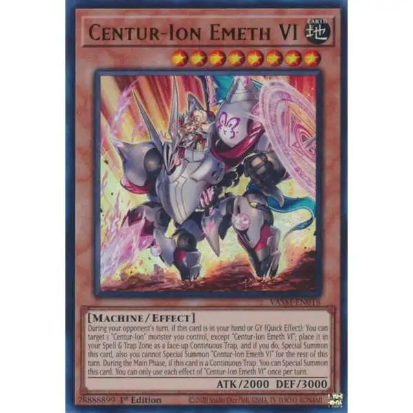 YuGiOh Trading Card Game Valiant Smashers Ultra Rare Centur-Ion Emeth VI VASM-EN018