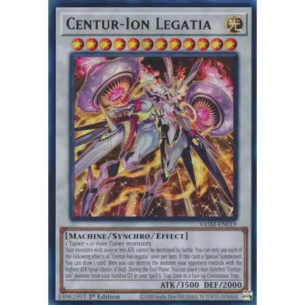 YuGiOh Trading Card Game Valiant Smashers Quarter Century Secret Rare Centur-Ion Legatia VASM-EN019