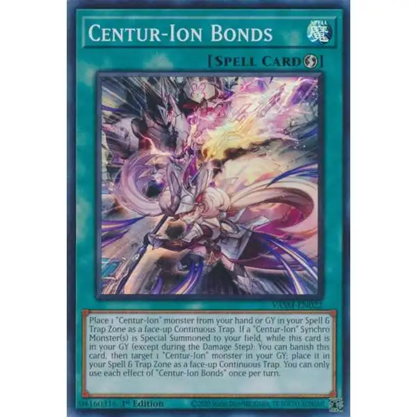 YuGiOh Trading Card Game Valiant Smashers Super Rare Centur-Ion Bonds VASM-EN022