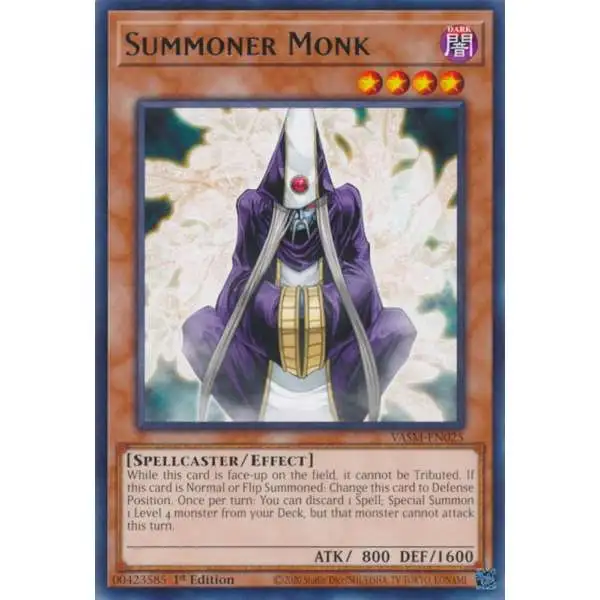 YuGiOh Trading Card Game Valiant Smashers Rare Summoner Monk VASM-EN025
