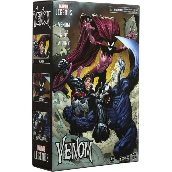 King in Black Marvel Legends Venom, Agony & Marvel's Riot Exclusive Action Figure 3-Pack