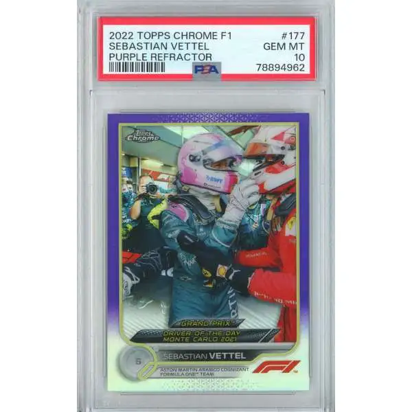 2022 Topps Chrome F1 118/399 Sebastian Vettel #177 [Purple Refractor PSA 10] [PSA 10]