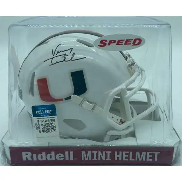 NCAA University of Miami Tristar Hidden Treasures Vinny Testaverde Autographed Mini Helmet