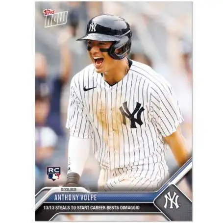 MLB New York Yankees 2023 NOW Baseball Anthony Volpe Exclusive #283 [Rookie, 13/13 Steals to Start Career Bests DiMaggio]