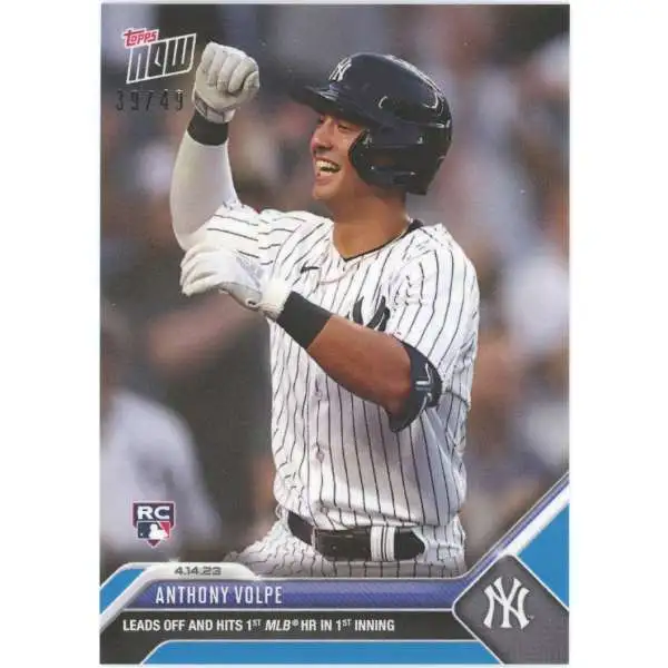 MLB New York Yankees 2023 Topps Now Baseball 39/49 Blue Anthony Volpe Exclusive #119 [Rookie, 1st MLB HR]