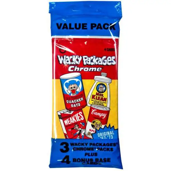 Wacky Packages Topps 2014 Chrome Trading Card VALUE Pack [3 Packs + 4 Base Cards]