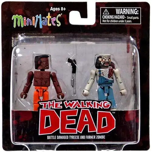 The Walking Dead Minimates Series 3 Battle-Damaged Tyreese & Farmer Zombie Minifigure 2-Pack