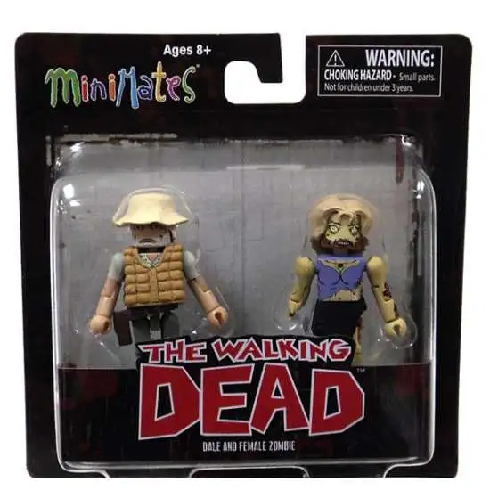 The Walking Dead Minimates Series 1 Brown Vest Dale & Female Zombie Minifigure 2-Pack